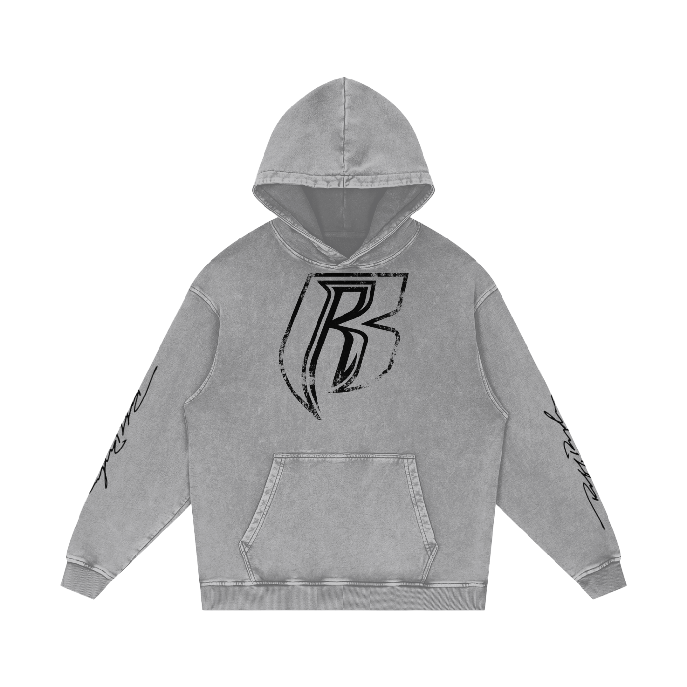RR Grunge Snow Washed Loose Cotton Hoodie