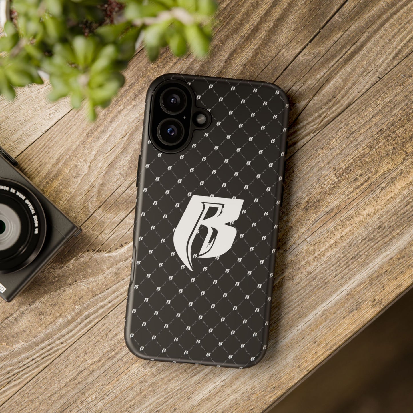 Black RR Patterned Tough Case – Monogram 'R' Protective Phone Case