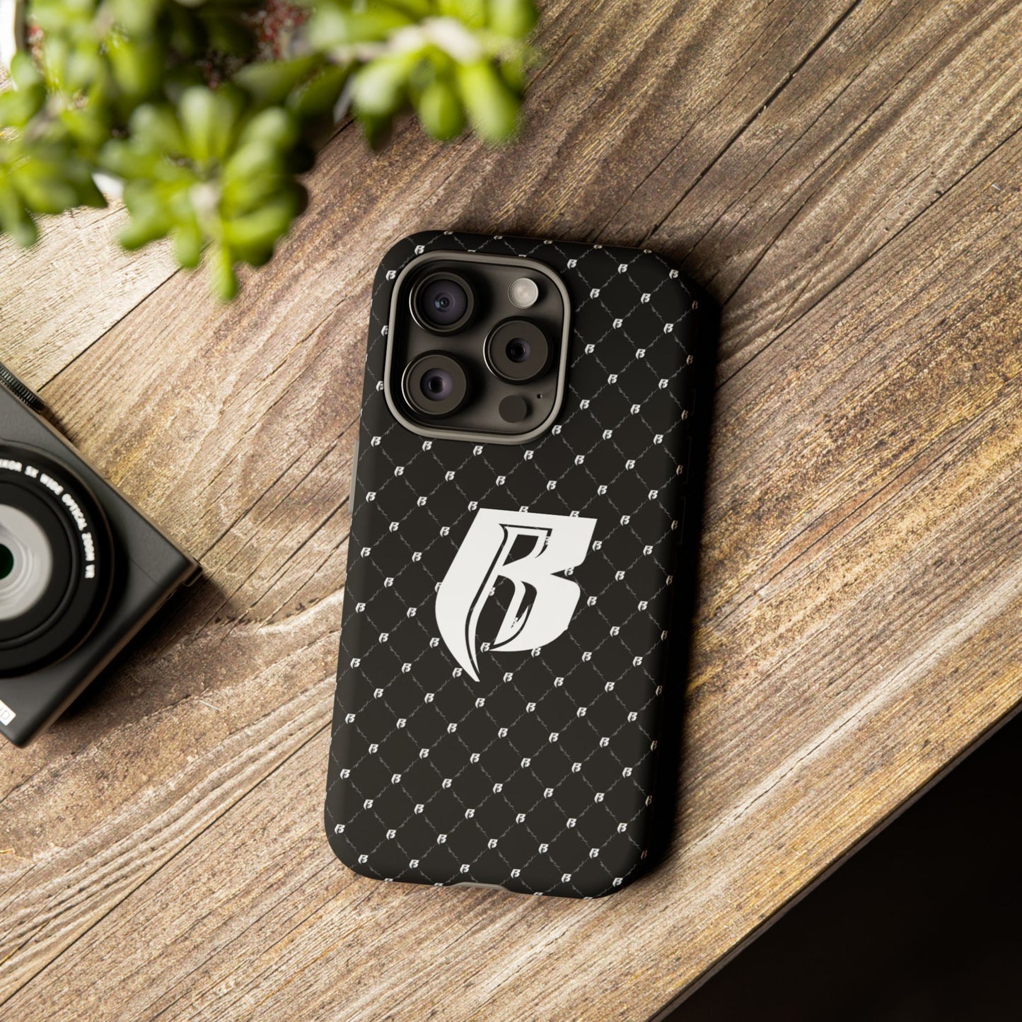 Black RR Patterned Tough Case – Monogram 'R' Protective Phone Case