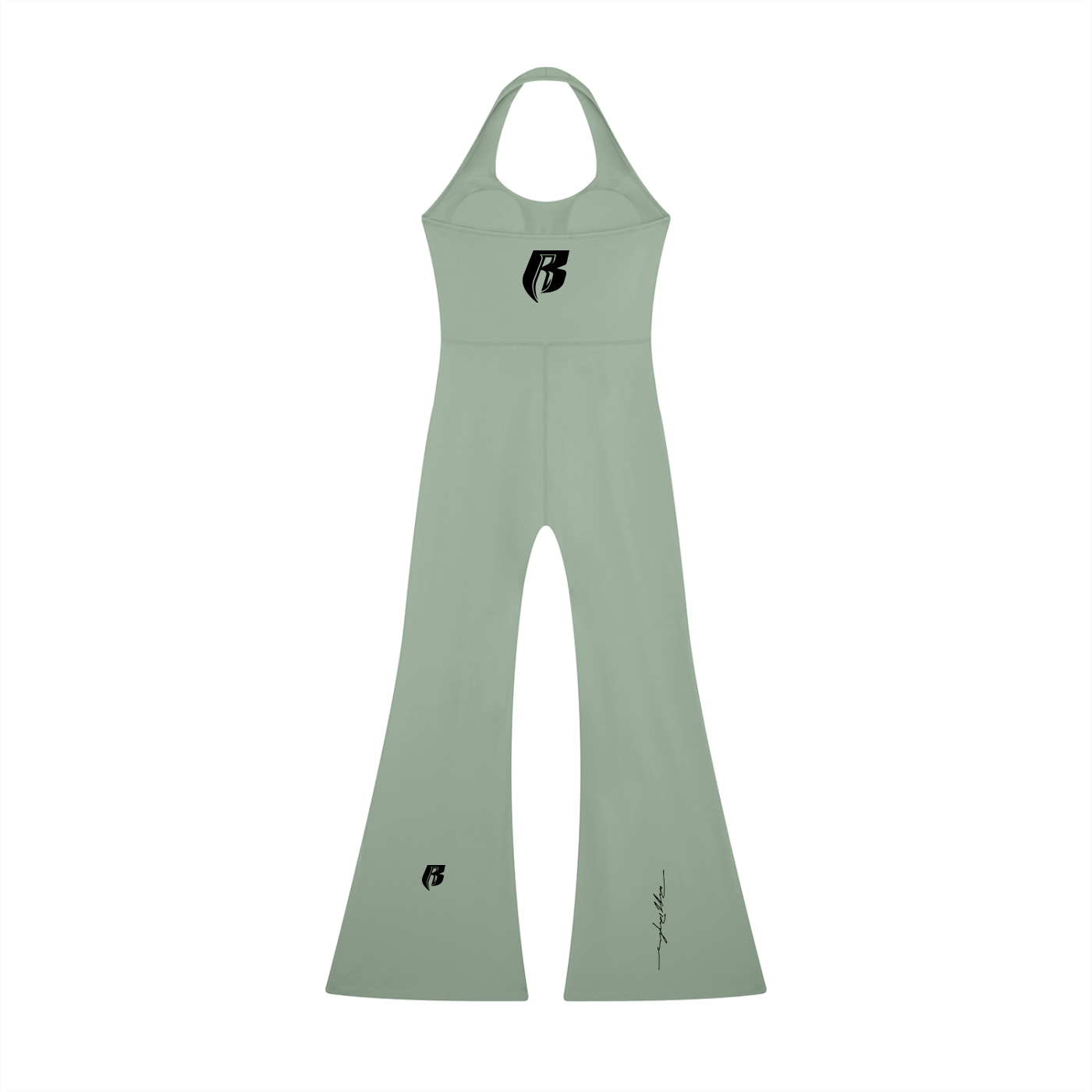 Blk Print Women’s Halter Flared Jumpsuit