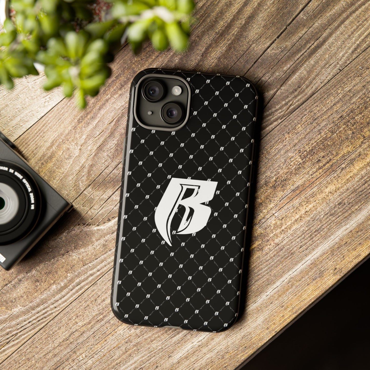 Black RR Patterned Tough Case – Monogram 'R' Protective Phone Case