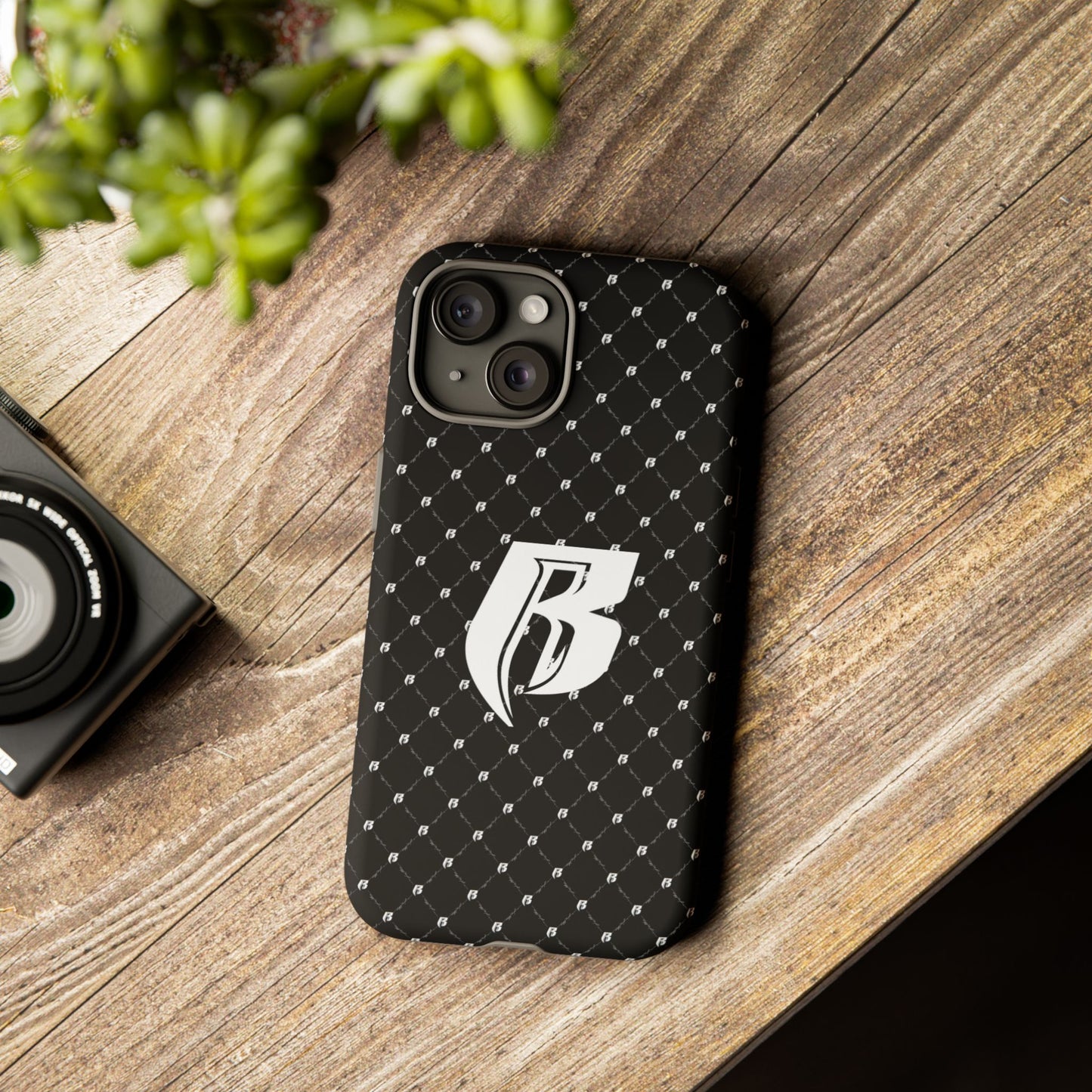 Black RR Patterned Tough Case – Monogram 'R' Protective Phone Case