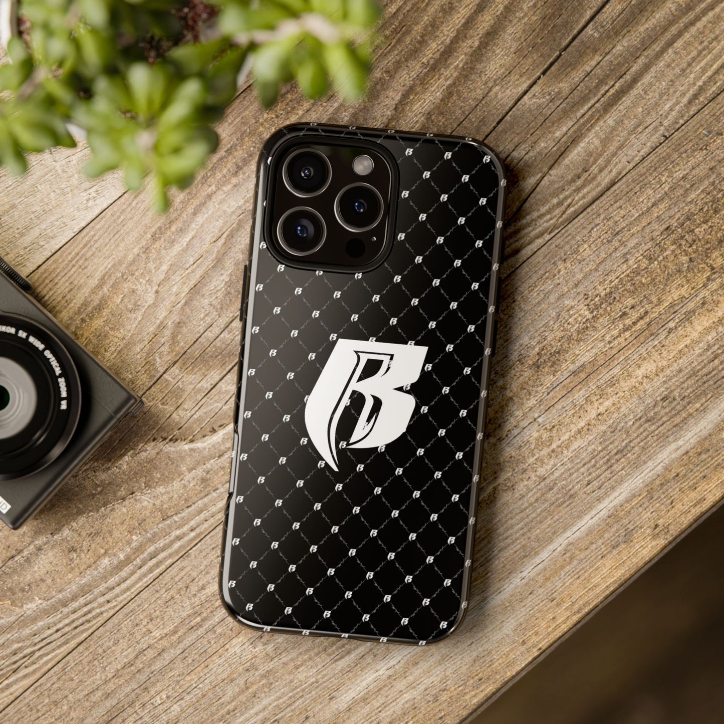 Black RR Patterned Tough Case – Monogram 'R' Protective Phone Case