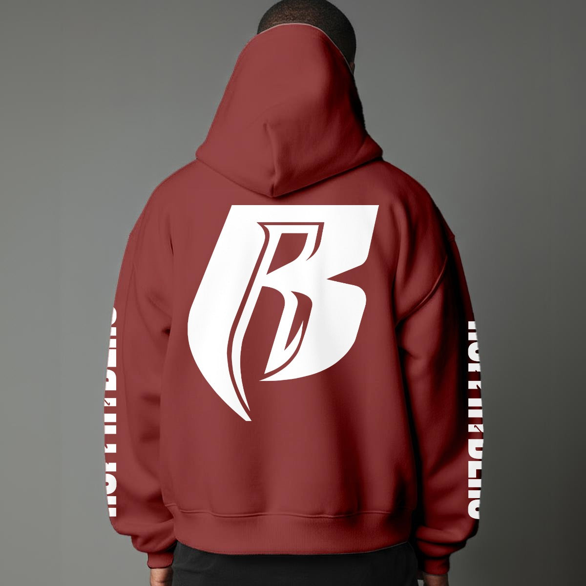 White Print Pullover Hoodie with Micro-Fleece Lining