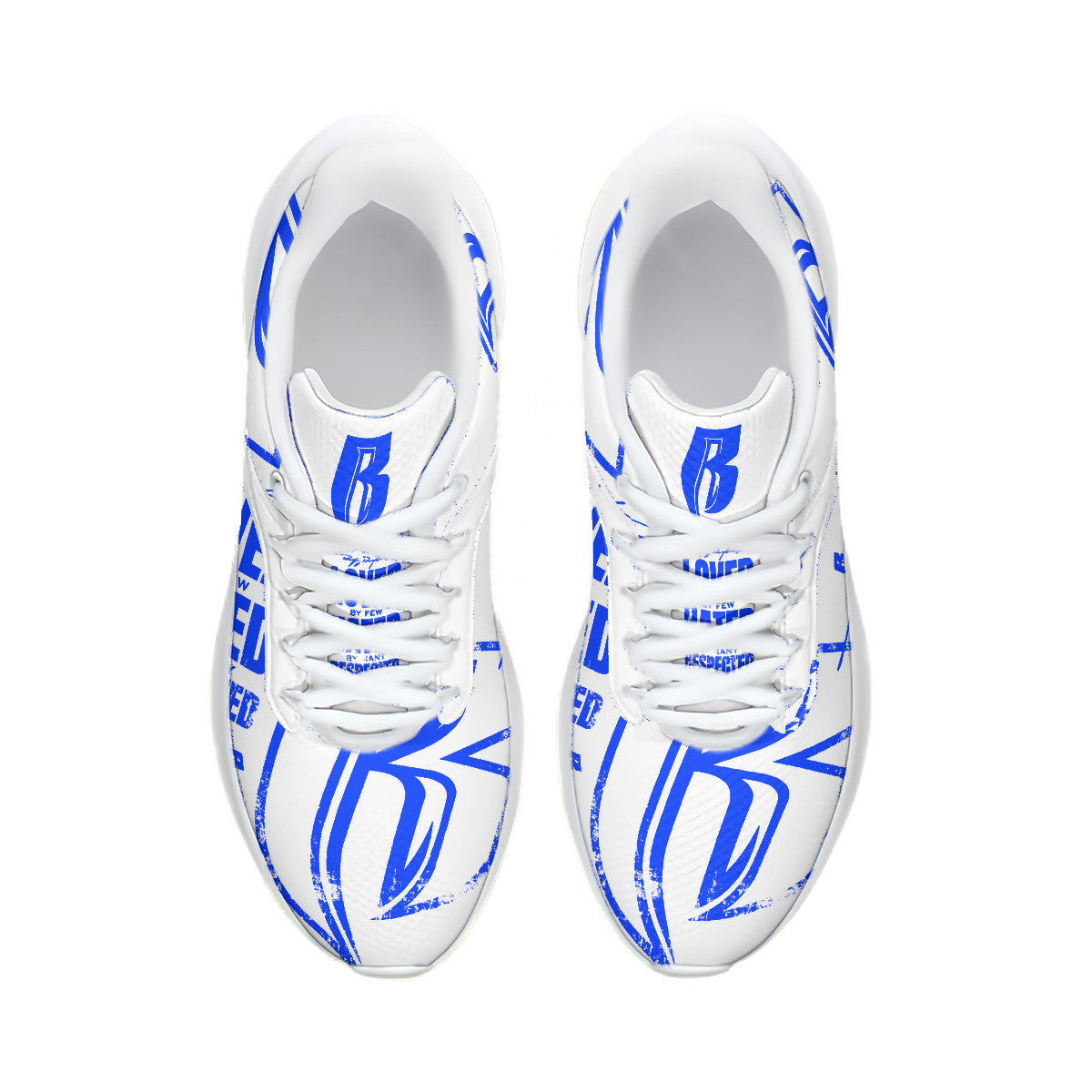 White & Blue RR Grunge Running Shoes