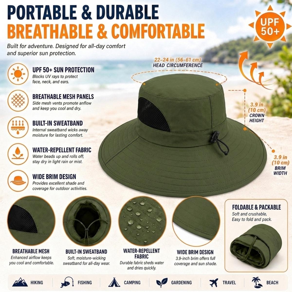 Wht R Wide Brim Sun Hat