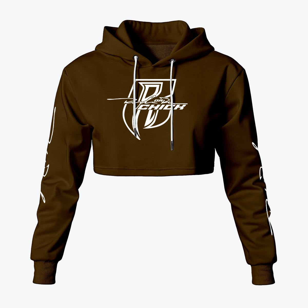White Print Ride Or Die Chick Cropped Hoodie | Fleece Lining