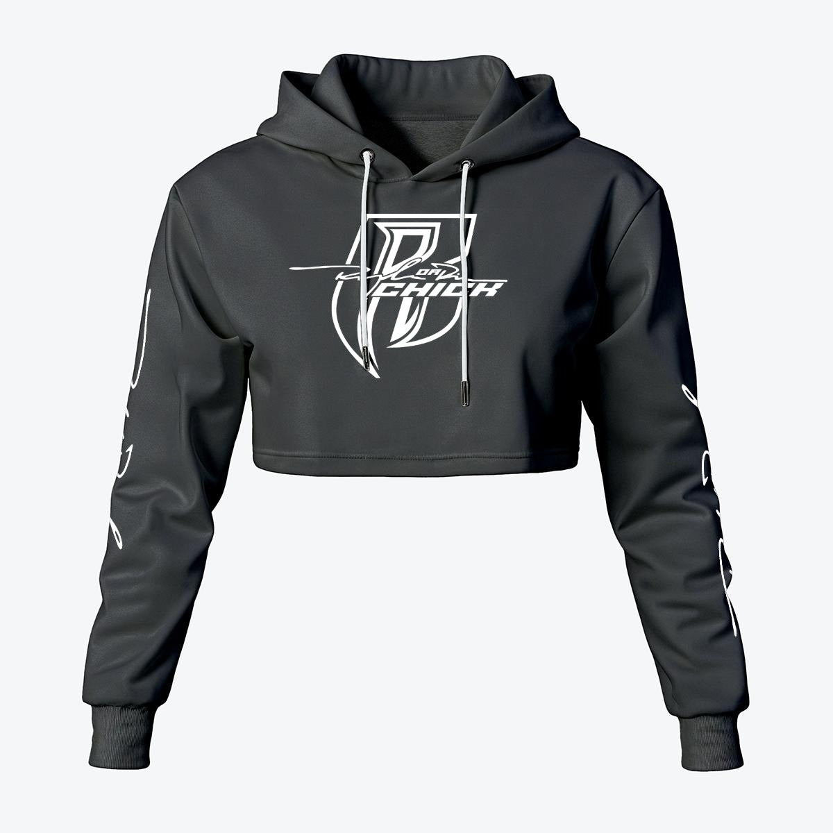 White Print Ride Or Die Chick Cropped Hoodie | Fleece Lining