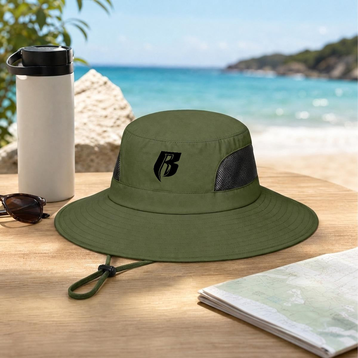 Blk RR Wide Brim Sun Hat