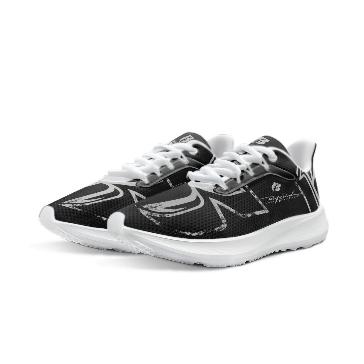 Black & Silver RR Grunge Running Shoes