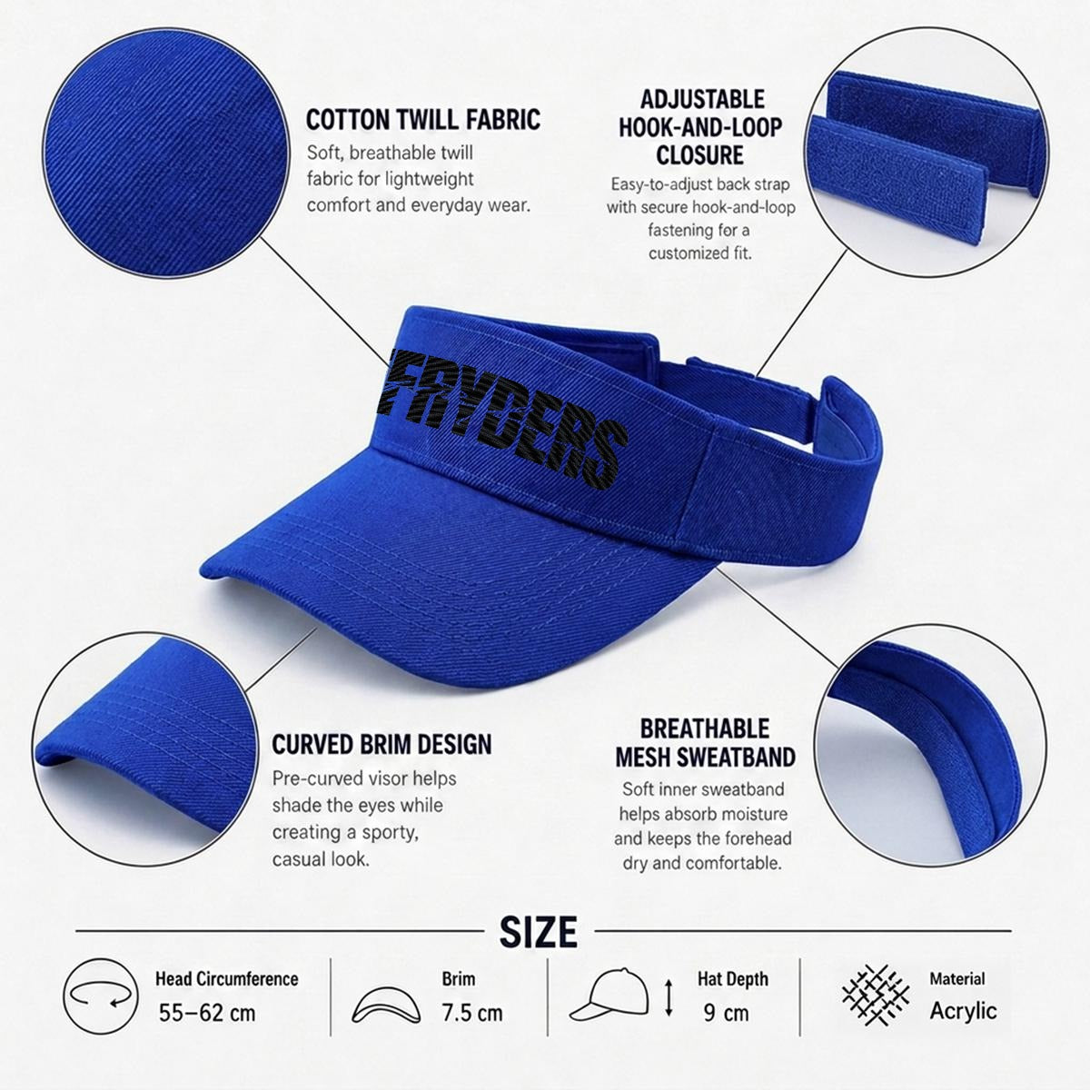 Embroidery Open-Top Visor RR Past Present Future