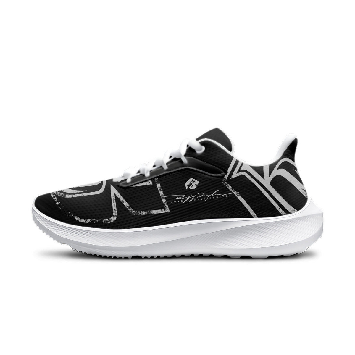 Black & Silver RR Grunge Running Shoes