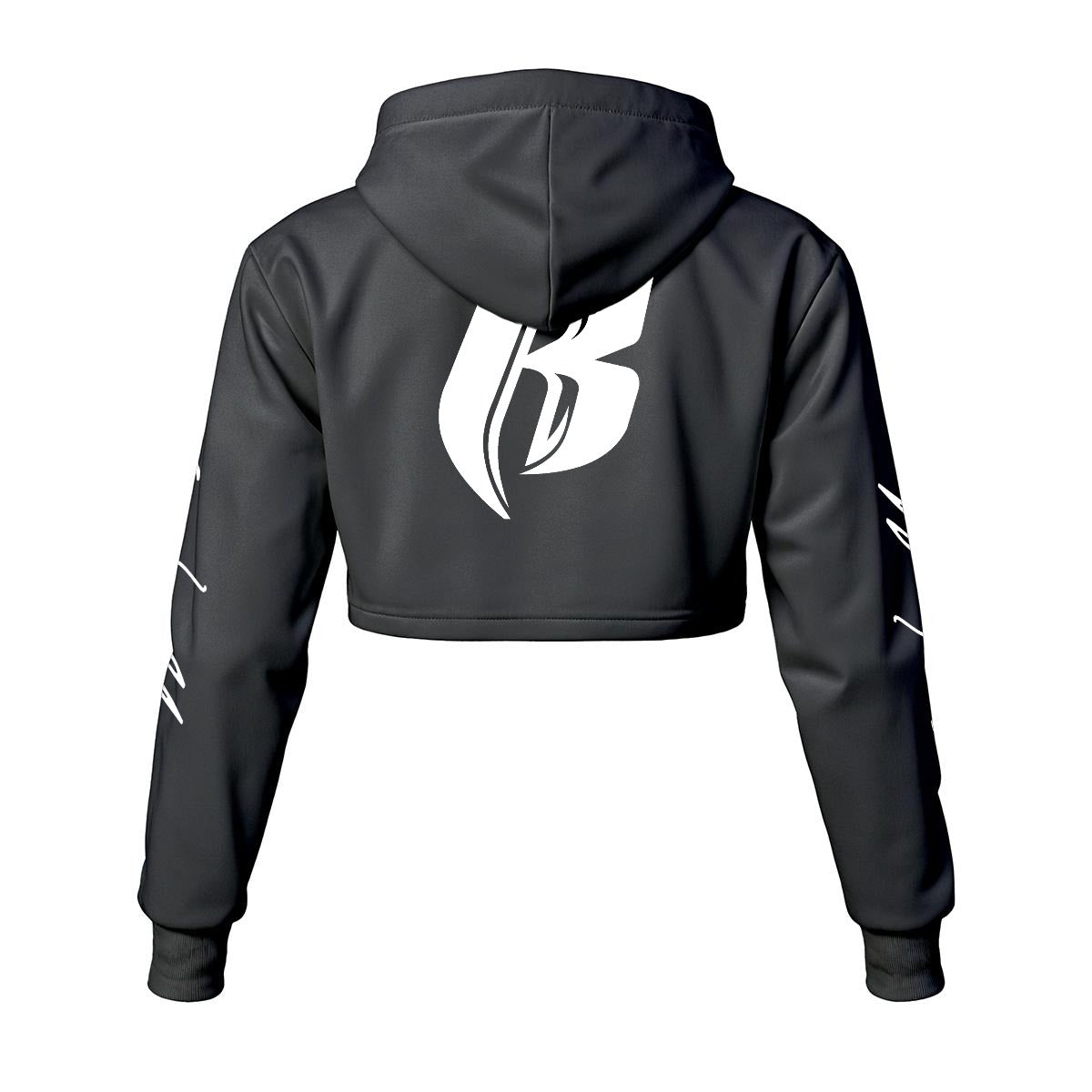 White Print Ride Or Die Chick Cropped Hoodie | Fleece Lining