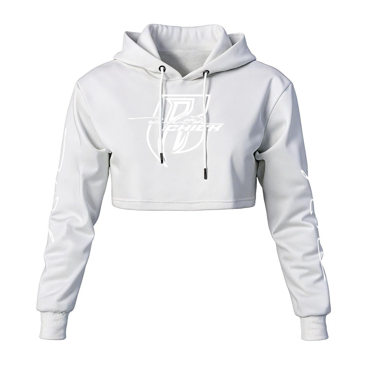 White Print Ride Or Die Chick Cropped Hoodie | Fleece Lining