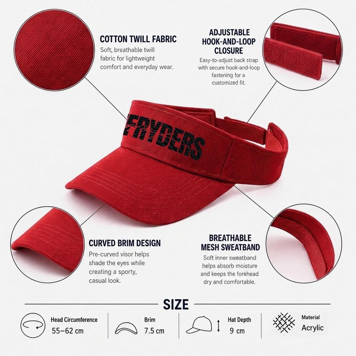 Embroidery Open-Top Visor RR Past Present Future