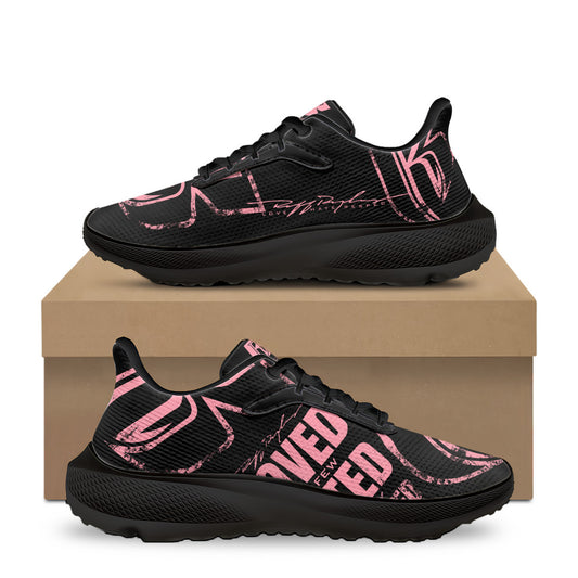 Black & Pink Grunge Running Shoes