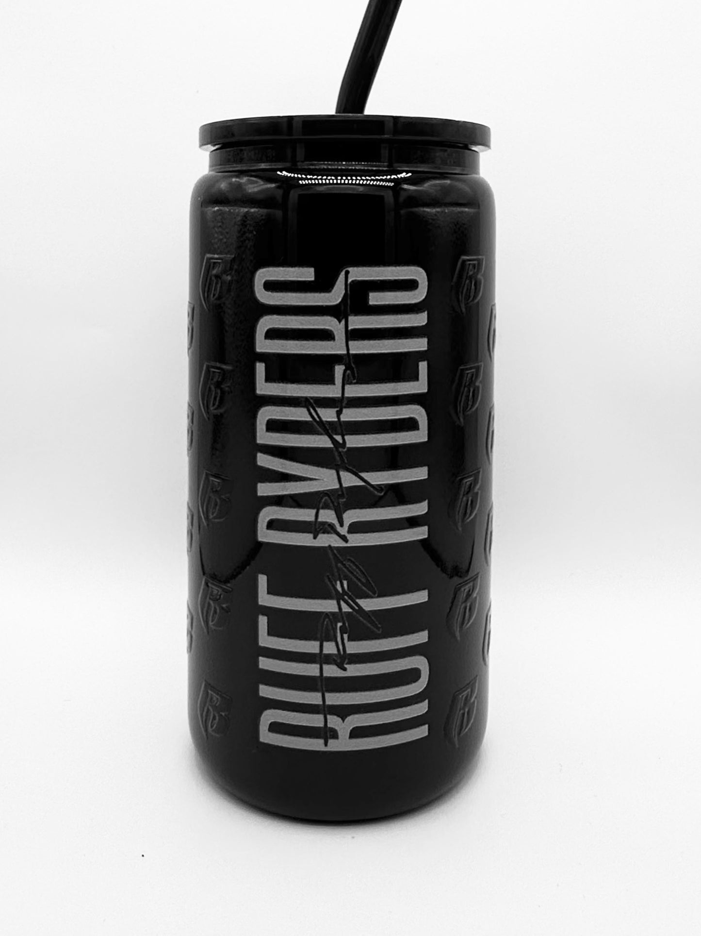 RR BEER CAN SHAPED GLASS CUP (BLK & SILVER)