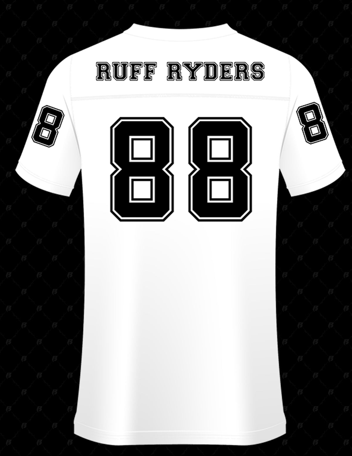 WHITE FOOTBALL JERSEY WITH BLACK REFLECTIVE