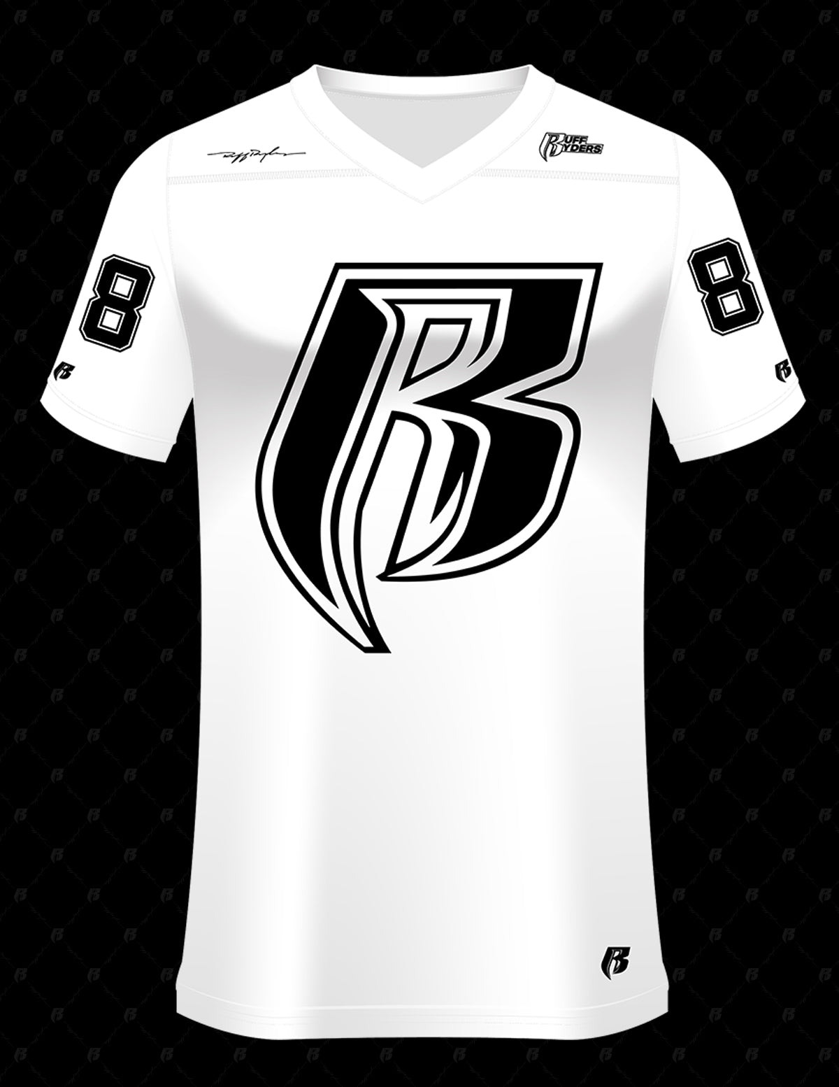 WHITE FOOTBALL JERSEY WITH BLACK REFLECTIVE