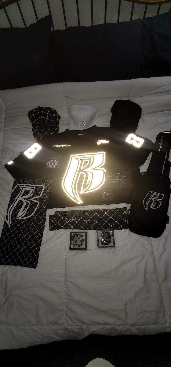 BLACK FOOTBALL JERSEY WITH SILVER REFLECTIVE