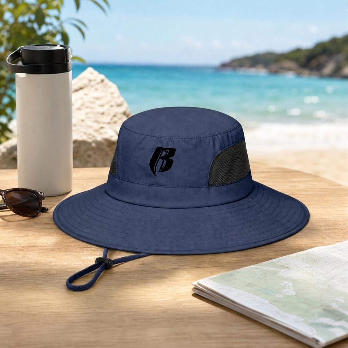 Blk RR Wide Brim Sun Hat
