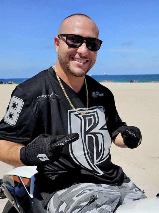 BLACK FOOTBALL JERSEY WITH SILVER REFLECTIVE