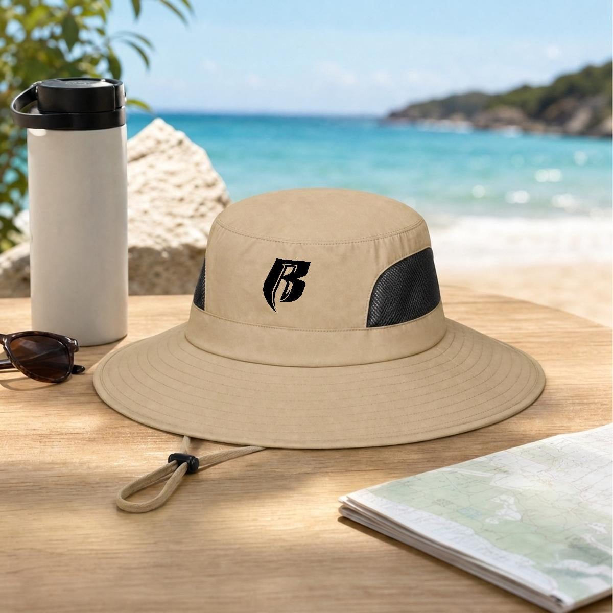 Blk RR Wide Brim Sun Hat