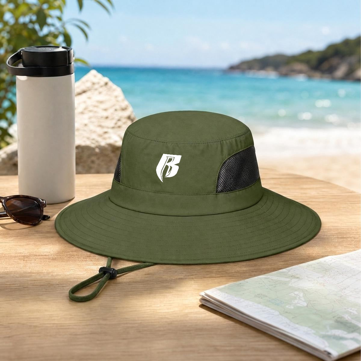 Wht R Wide Brim Sun Hat