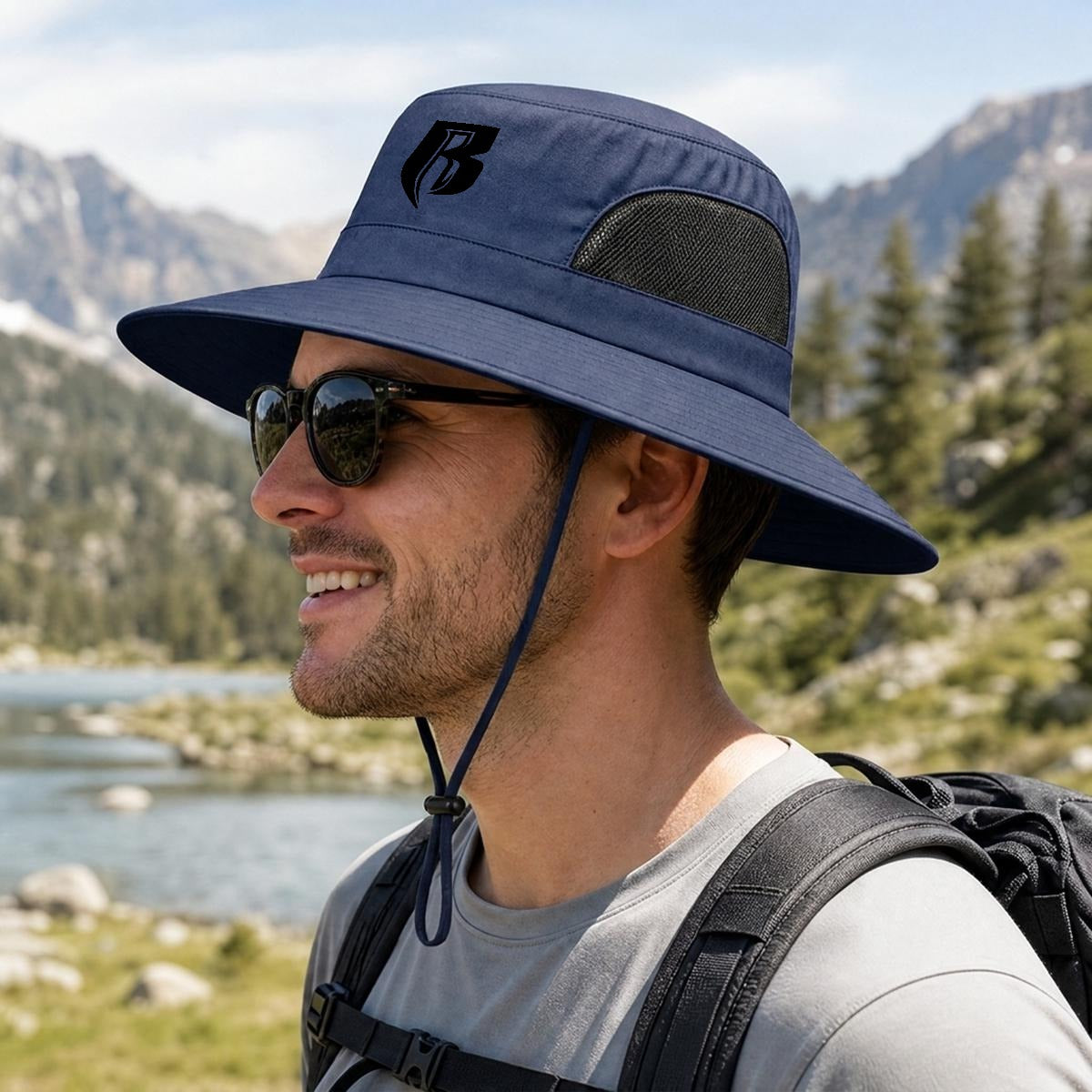 Blk RR Wide Brim Sun Hat