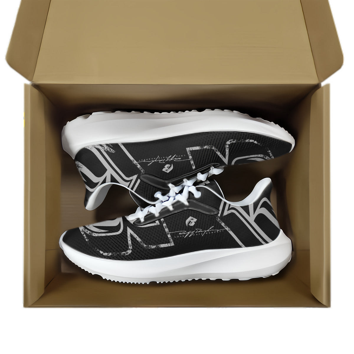 Black & Silver RR Grunge Running Shoes