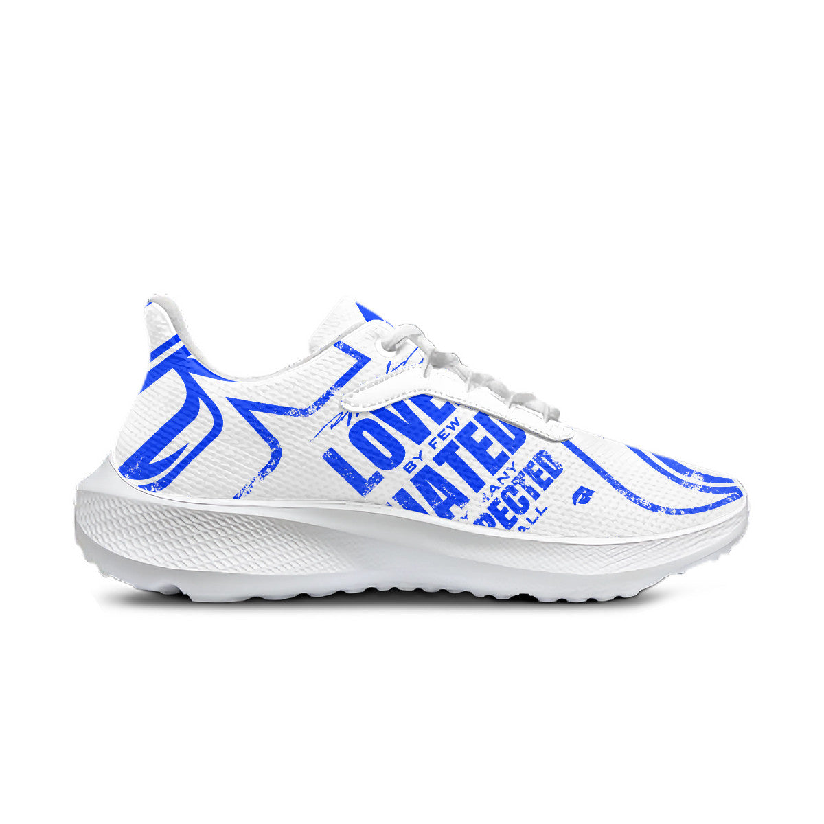 White & Blue RR Grunge Running Shoes
