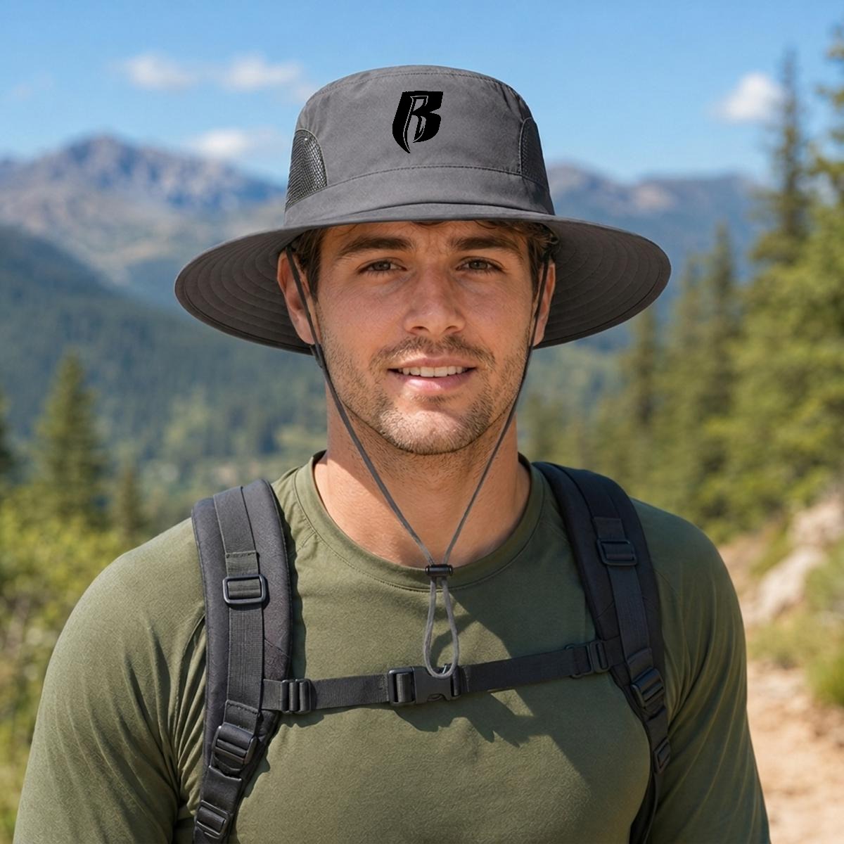 Blk RR Wide Brim Sun Hat