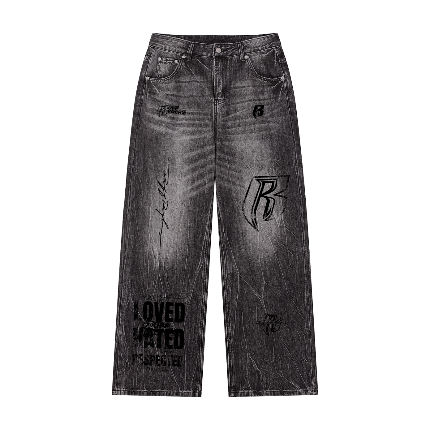 RR LOGOS Men’s Vintage Wash Wide Leg Jeans