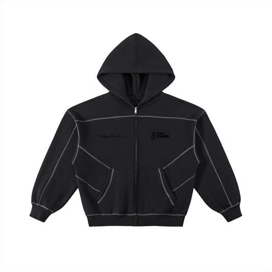 RR Moden R Contrast-Stitched Boxy Fleece Zip Hoodie
