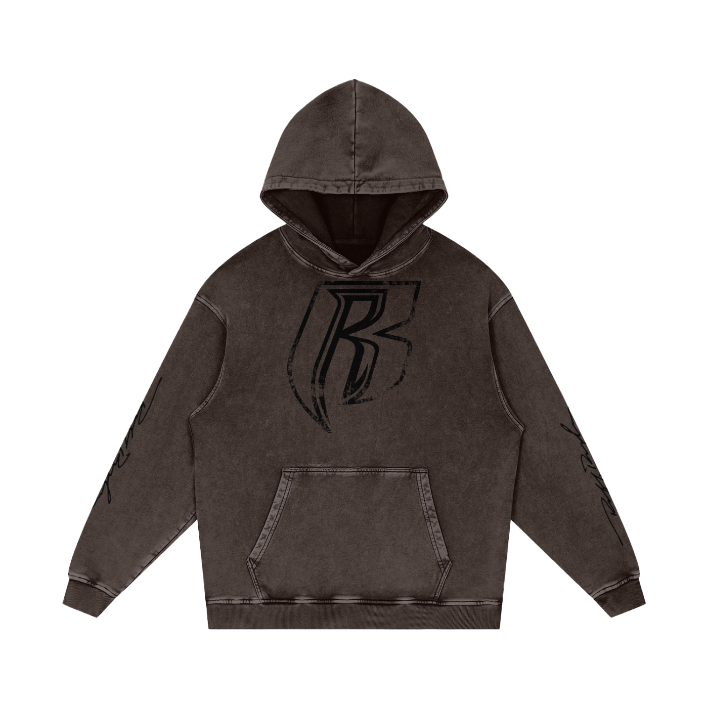 RR Grunge Snow Washed Loose Cotton Hoodie