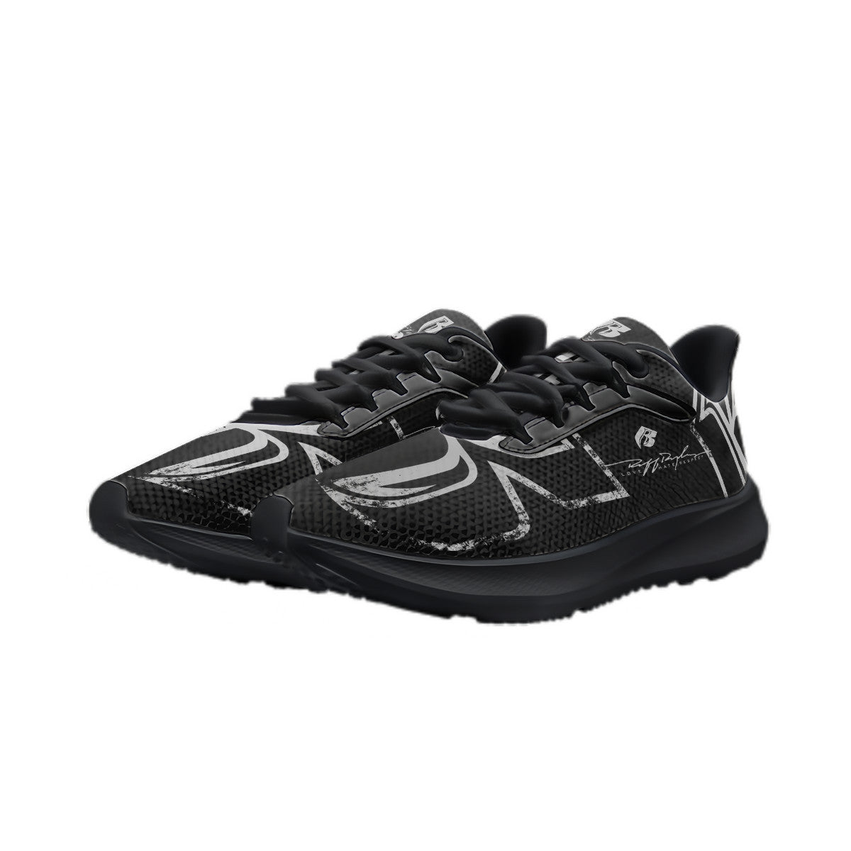 Black & Silver RR Grunge Running Shoes