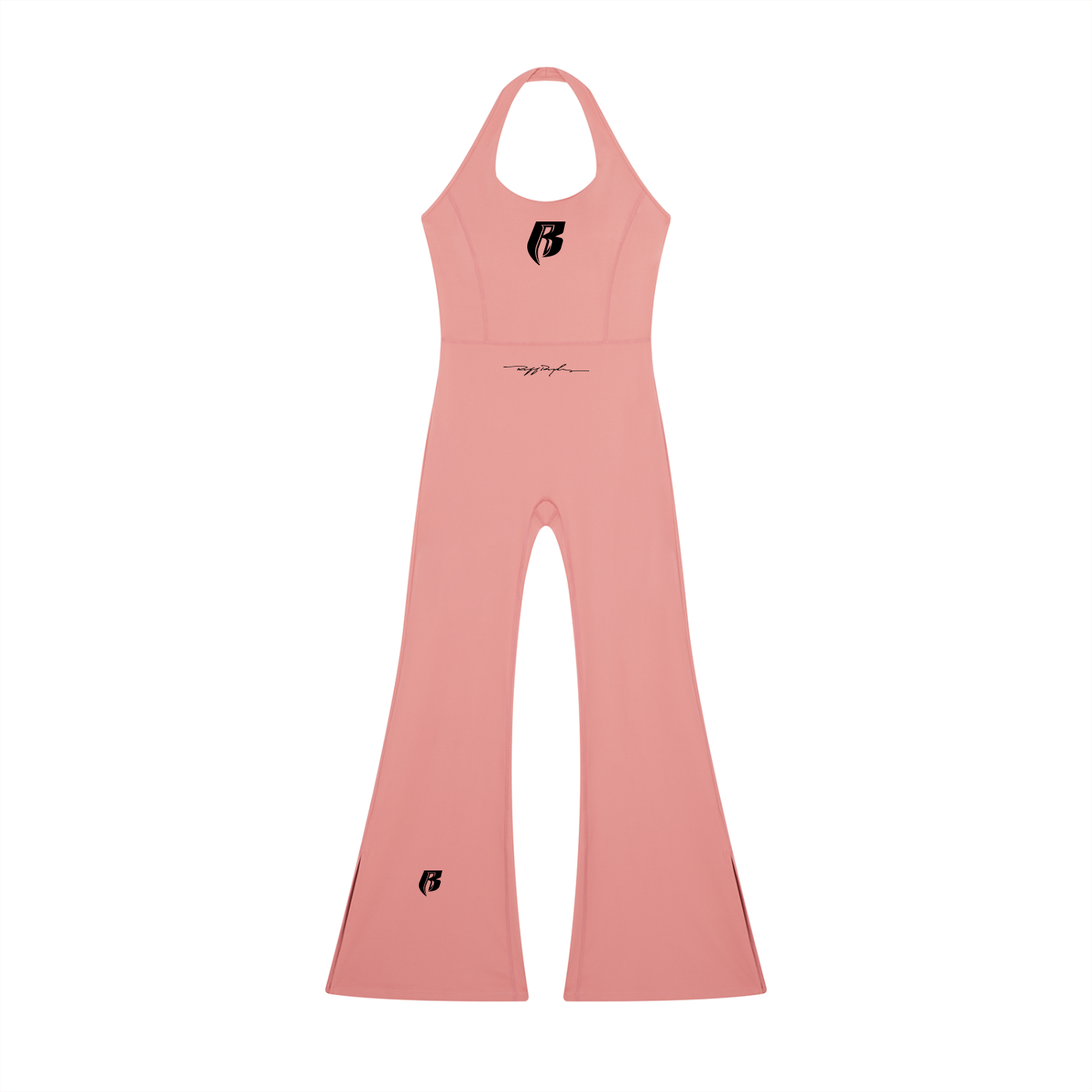 Blk Print Women’s Halter Flared Jumpsuit