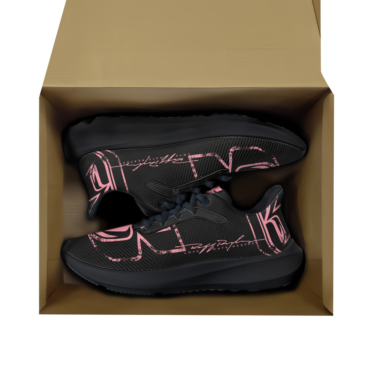 Black & Pink Grunge Running Shoes