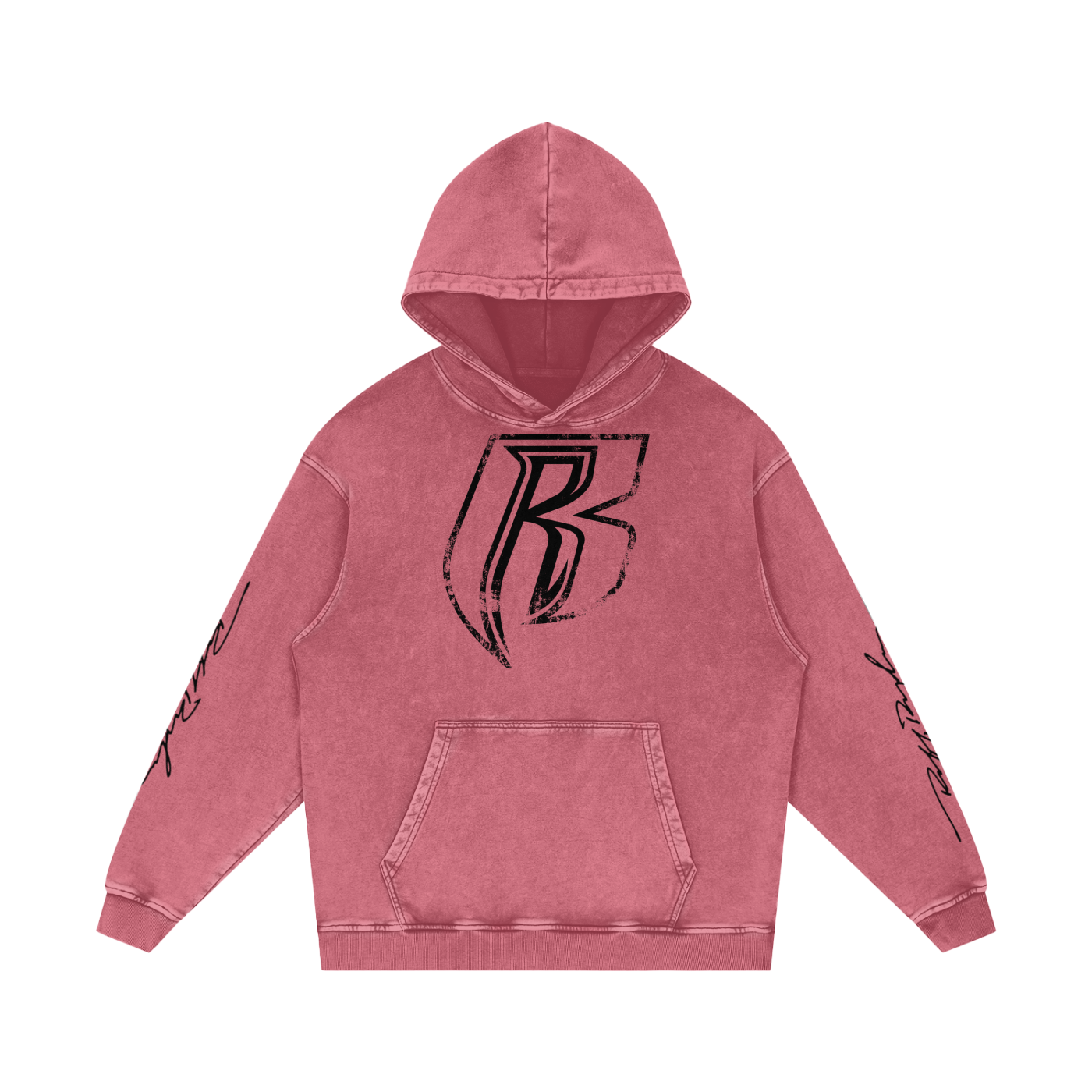 RR Grunge Snow Washed Loose Cotton Hoodie