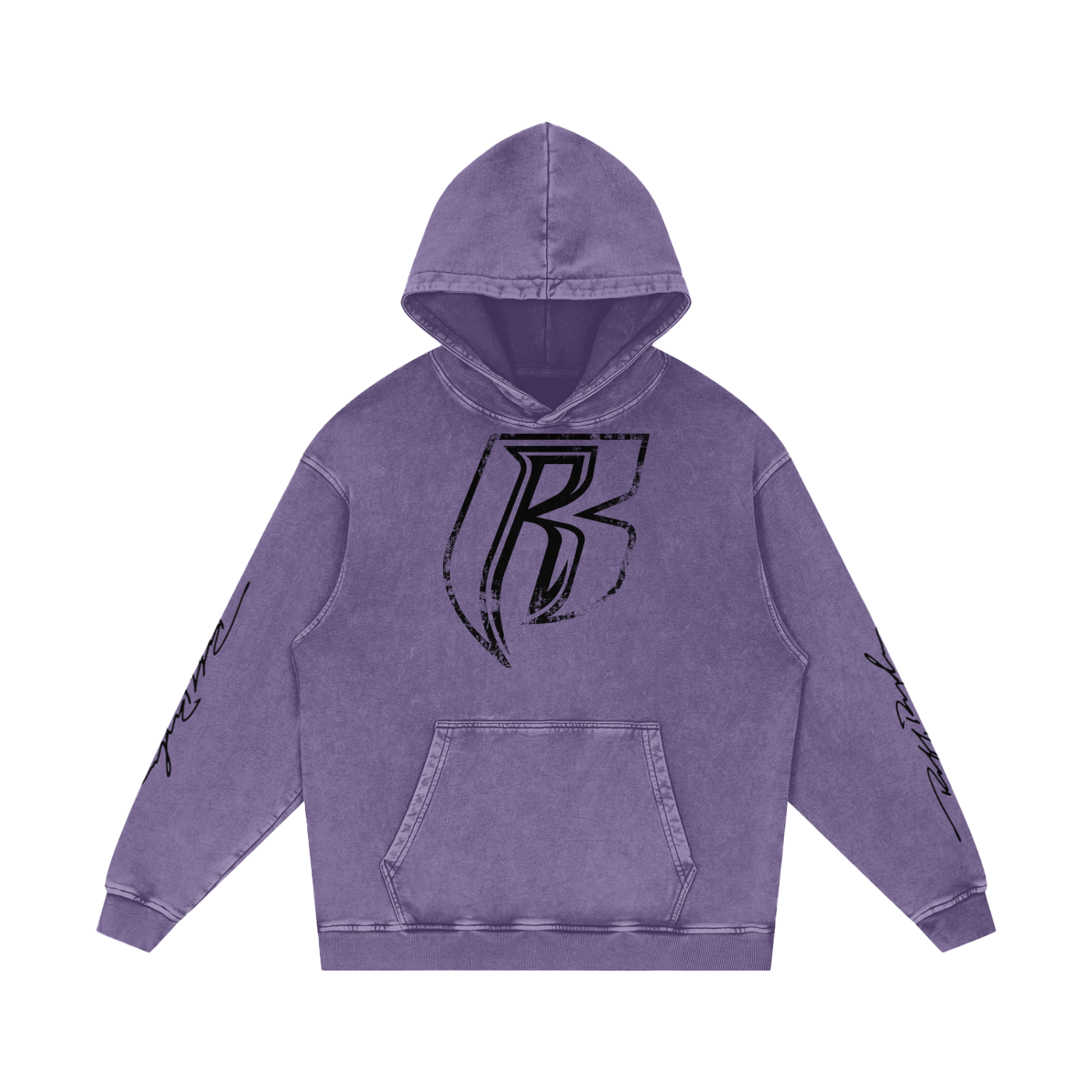 RR Grunge Snow Washed Loose Cotton Hoodie