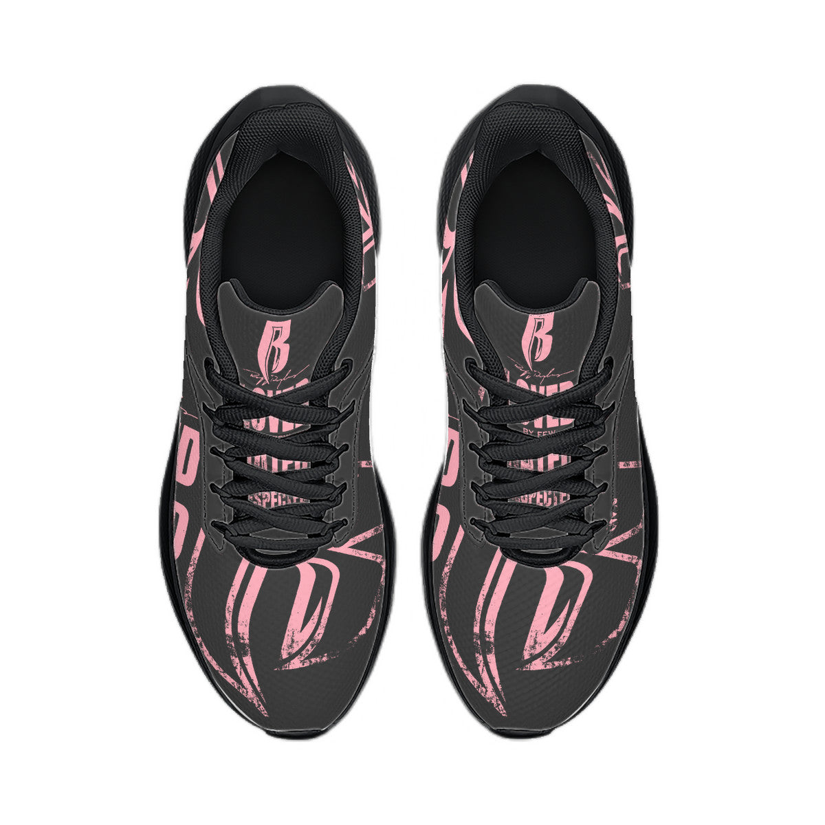 Black & Pink Grunge Running Shoes