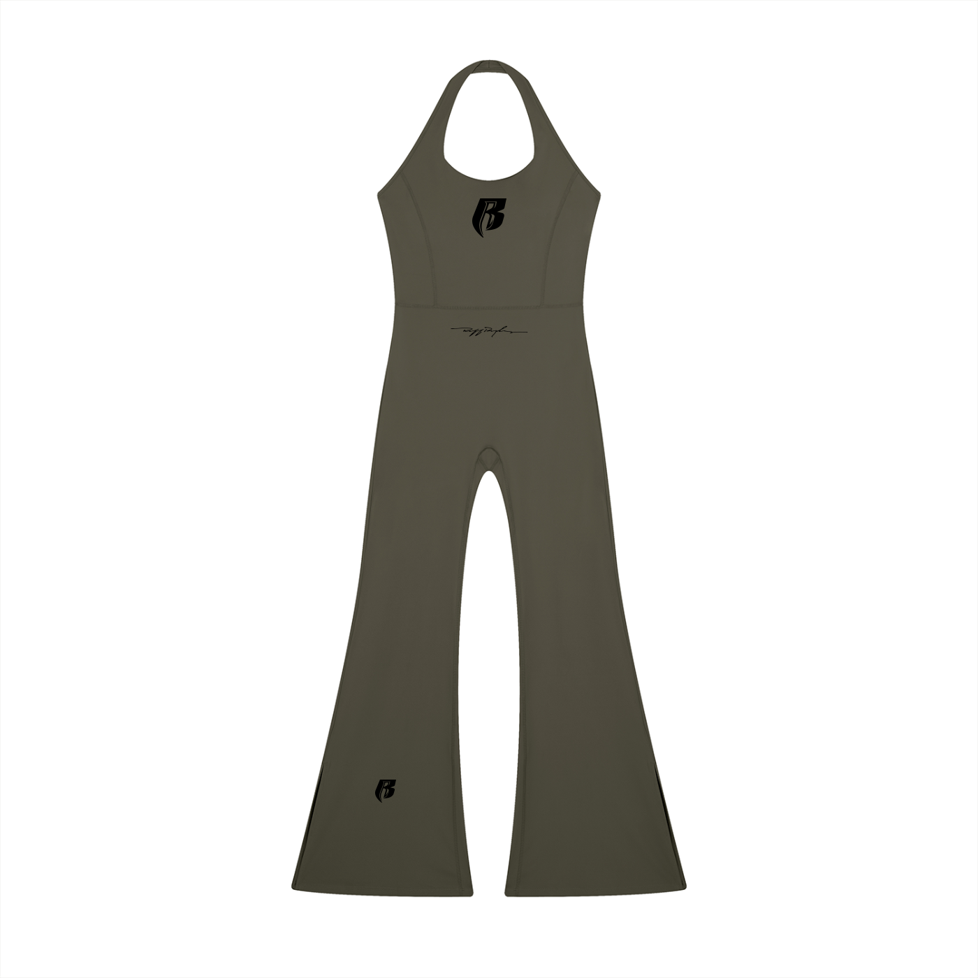 Blk Print Women’s Halter Flared Jumpsuit