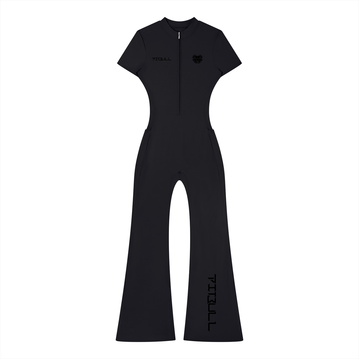 Pitbull Women’s Tight Flared Leg Quarter-Zip Jumpsuit