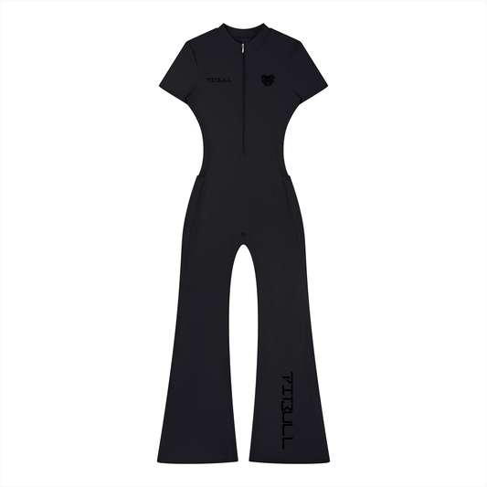 Pitbull Women’s Tight Flared Leg Quarter-Zip Jumpsuit