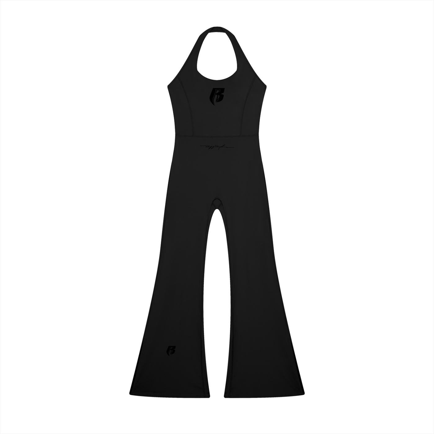 Blk Print Women’s Halter Flared Jumpsuit
