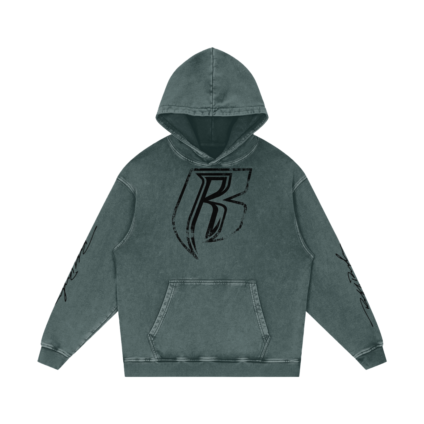 RR Grunge Snow Washed Loose Cotton Hoodie