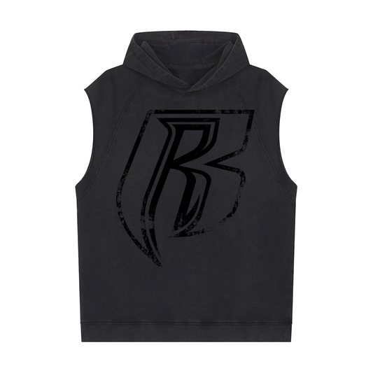 Grunge Snow Washed Sleeveless Hoodie