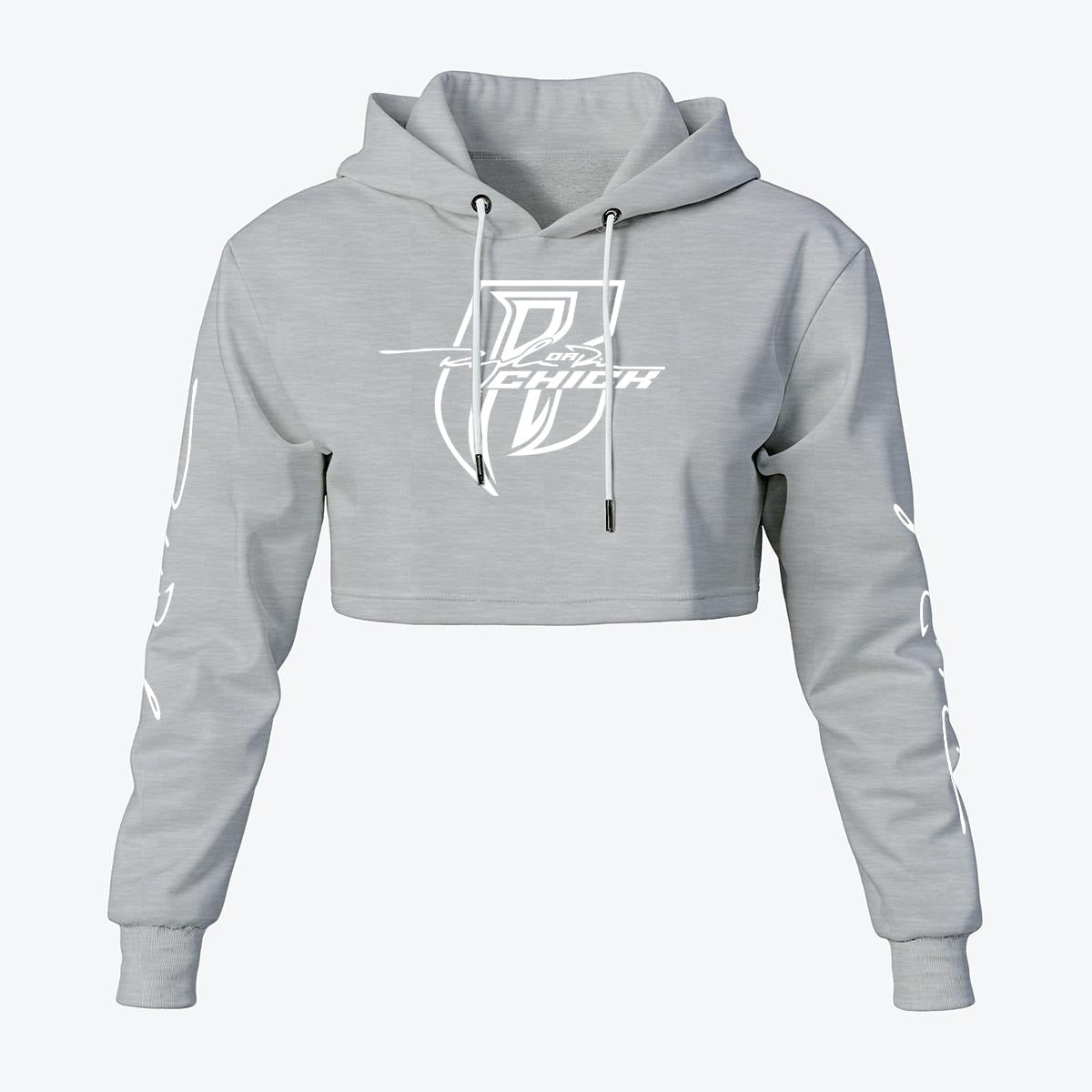 White Print Ride Or Die Chick Cropped Hoodie | Fleece Lining