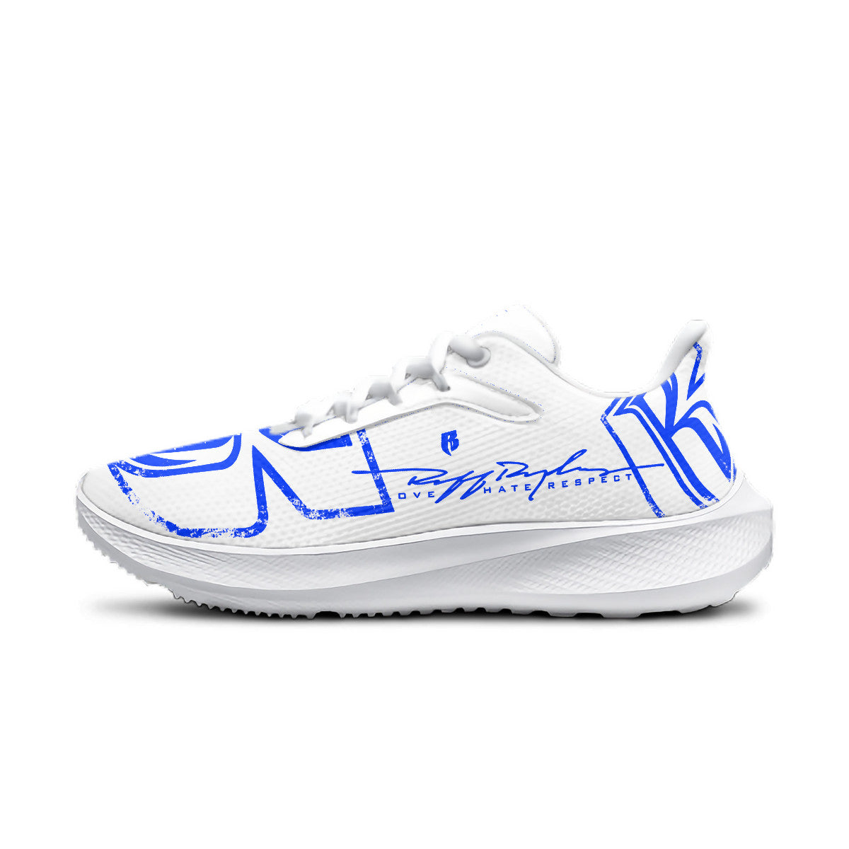 White & Blue RR Grunge Running Shoes