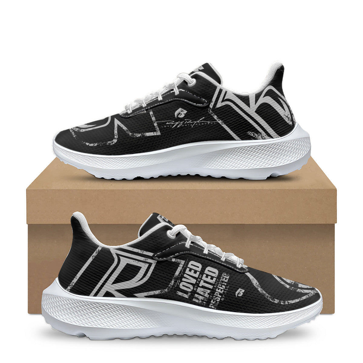 Black & Silver RR Grunge Running Shoes